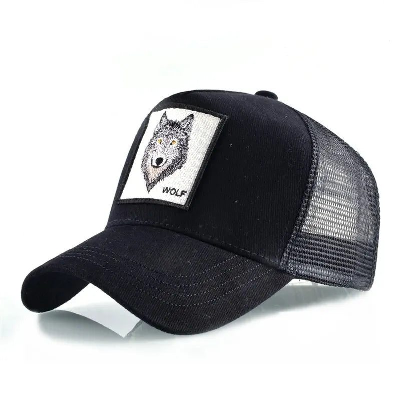 Four Seasons Trucker Cap Men Women Snapback Hip Hop Baseball Cap With Embroidery Wolf Patch Adjustable Visor Hat
