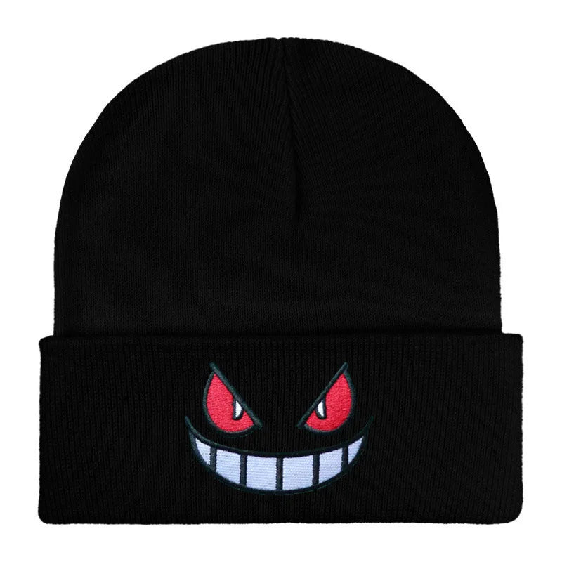 Cartoon Embroidered Beanies Popular American Anime Knitted Autumn Winter Warm Hat Wool Gengar