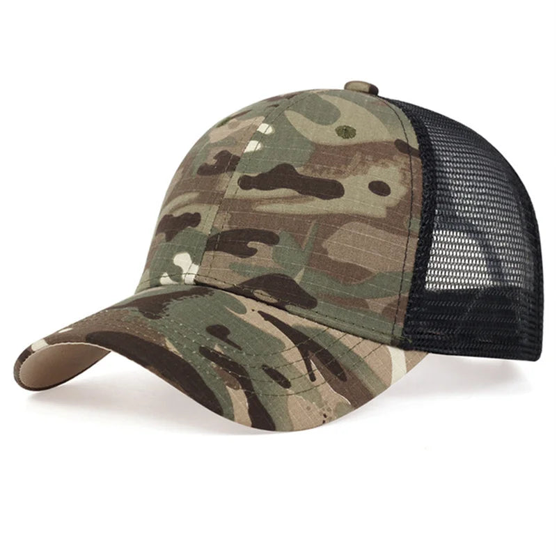 Mesh Summer Sun Hat Caps Men Women Adjustable Baseball Cap Trucker Hats Camouflage Jungle Tactical