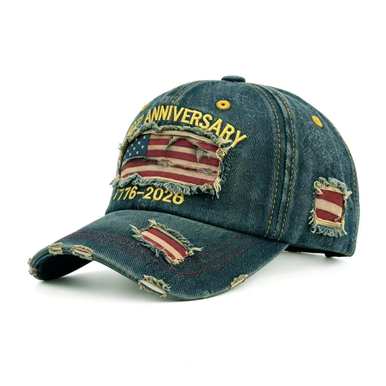 250th Anniversary Twill Baseball Cap Denim America Flag Jean Unisex Sun Hat Visor