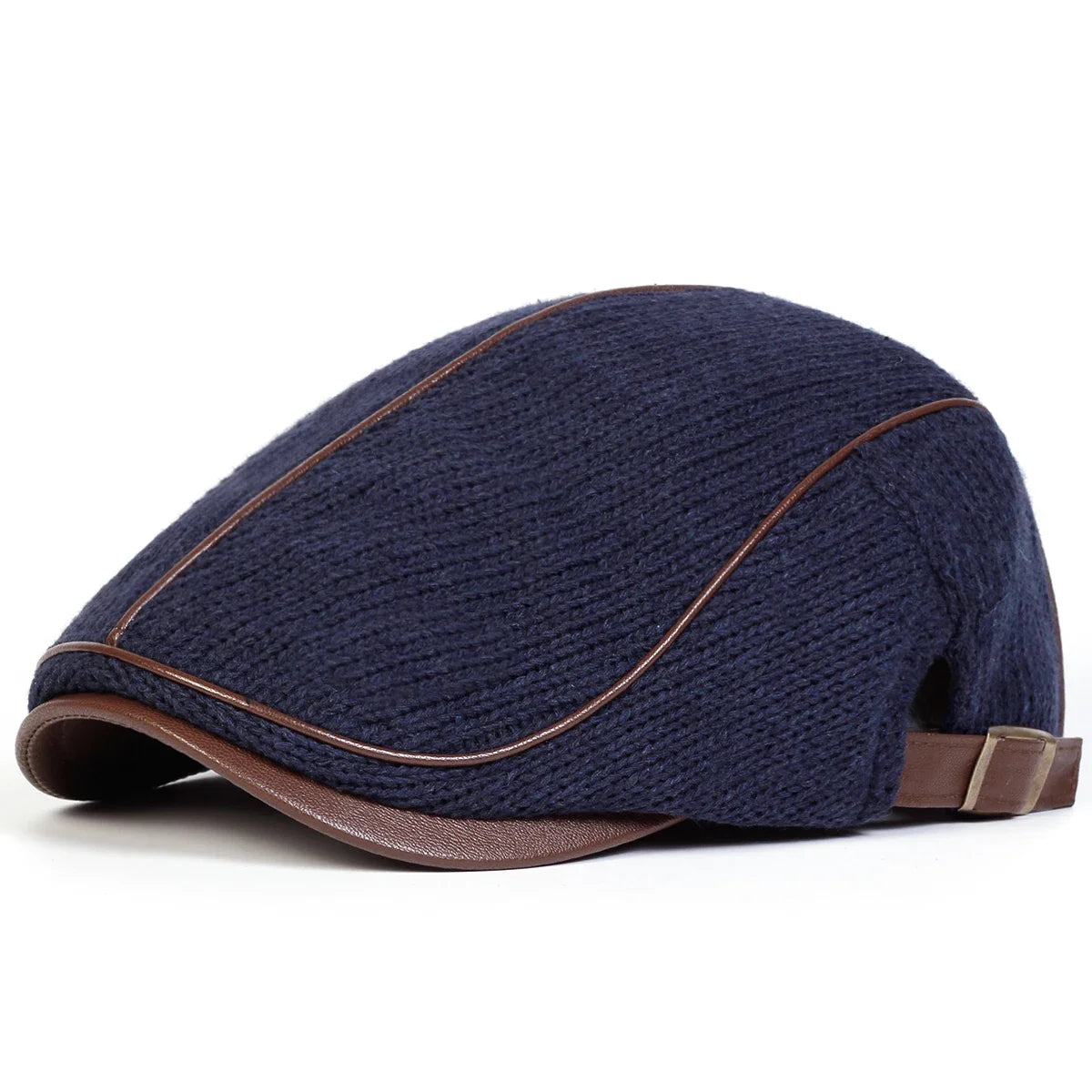 Men Autumn Winter Warm Knitting Newsboy Caps British Painters Hats Side Buckle Adjustable Flat Cap