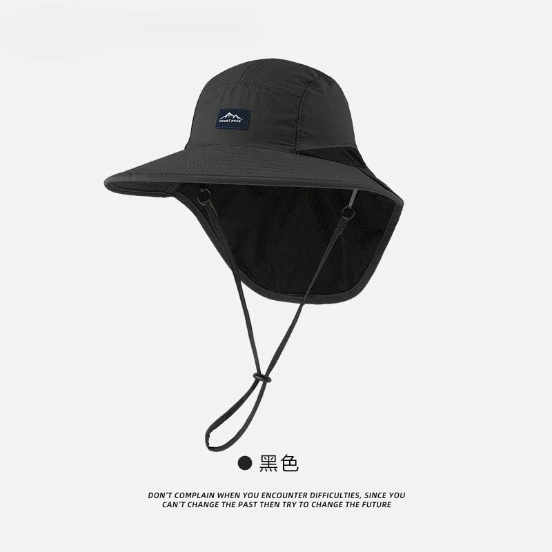 Unisex Summer Wide Brim Waterproof and Quick-drying Bucket Hats Outdoor Visor Panama CapsMesh Breathable Sun Hat with Neck Flap