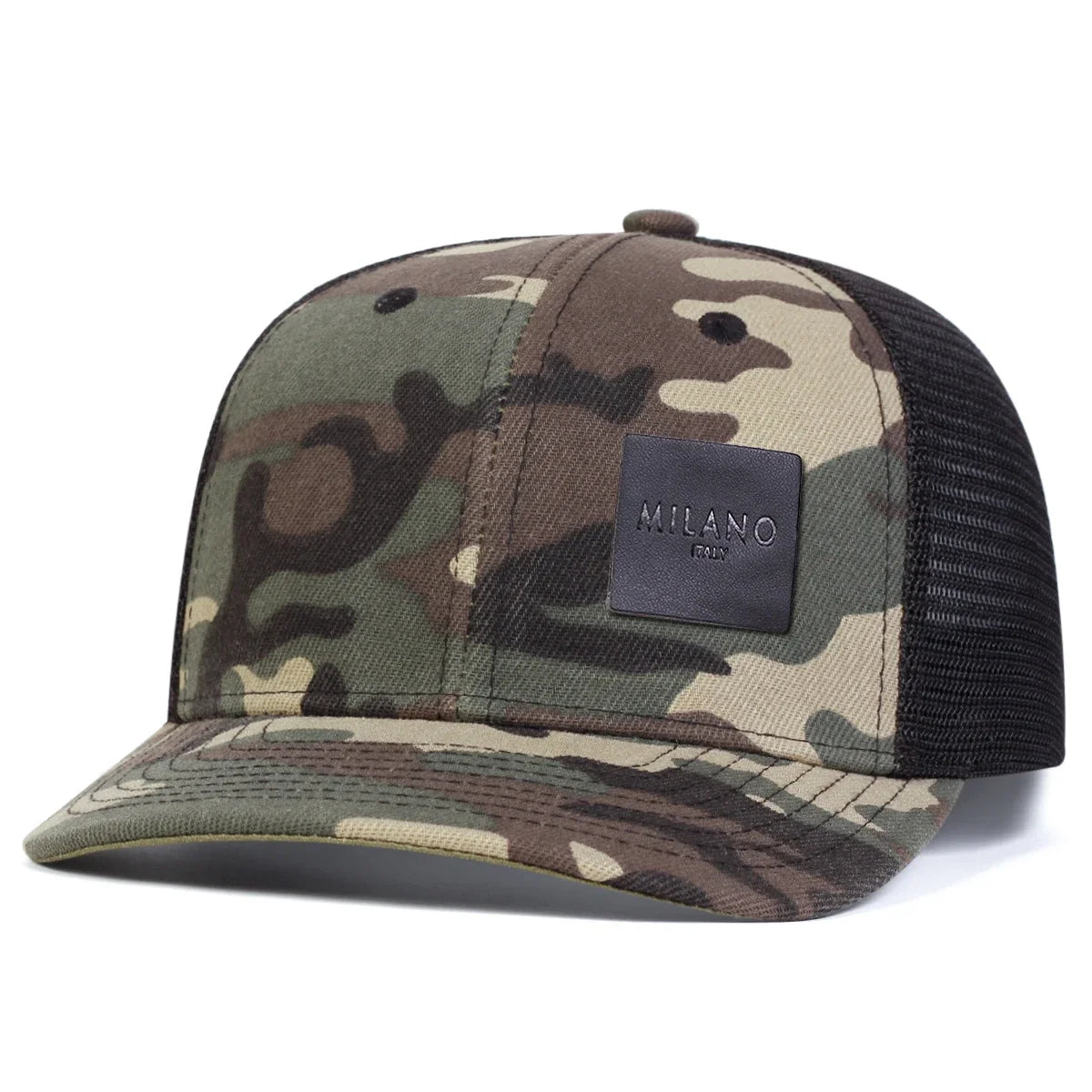 Unisex Milano Letter Black Leather Label Baseball Net Cap Spring Summer Outdoor Adjustable Casual