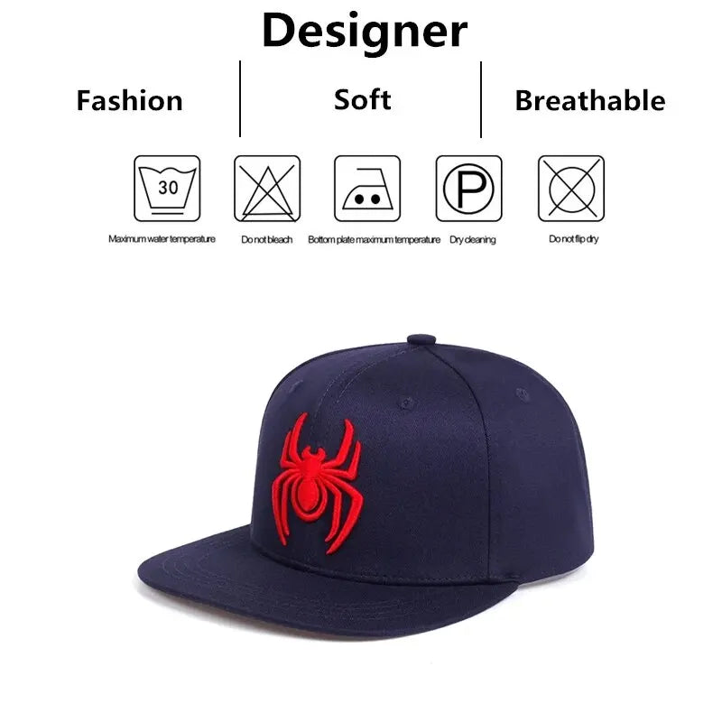 Unisex Spider Embroidery Hip-Hop Hats Spring Autumn Outdoor Adjustable Casual Baseball Caps