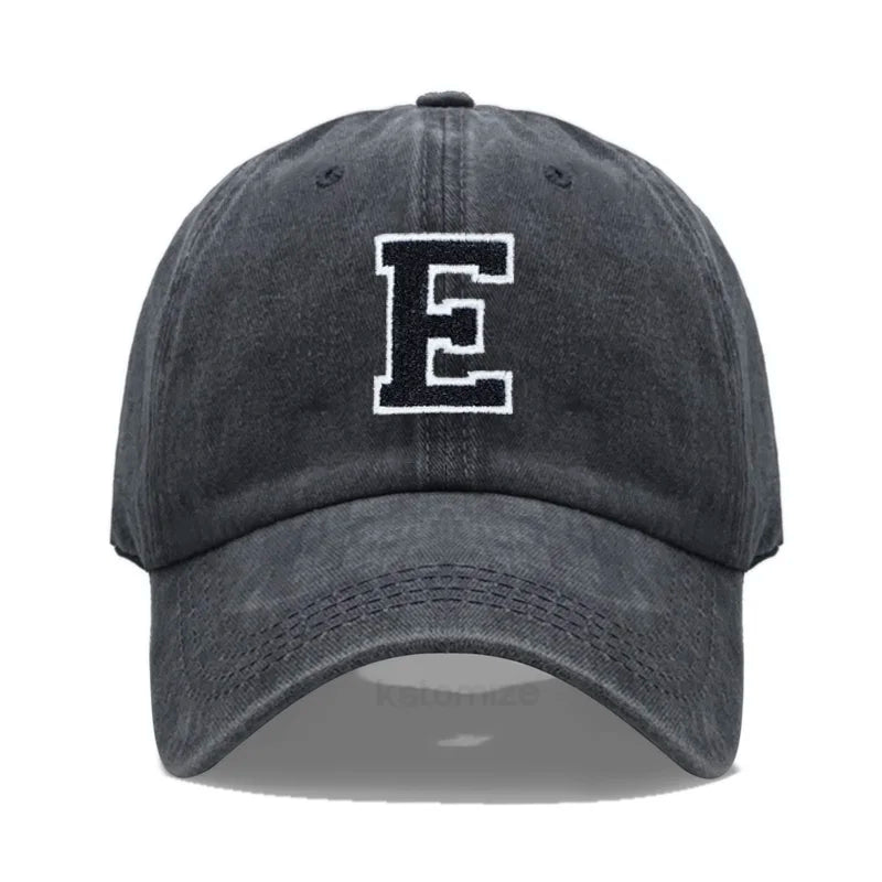 Initial Letter A-Z Embroider Baseball Cap Men Womne Washed Cotton Dad Hat Team Sport Visors Snapback