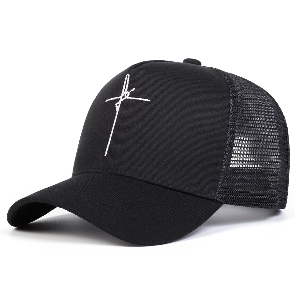 Unisex Cross Embroidery Baseball Net Caps Spring Summer Outdoor Adjustable Casual Hats Sunscreen Hat