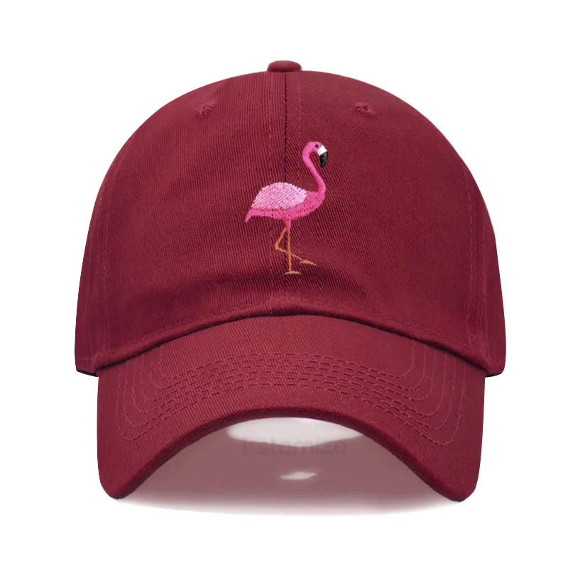 Animal Embroidery Flamingo Baseball Caps Men Women Retro Soft Washed Cotton Dad Hat Snapback Cap