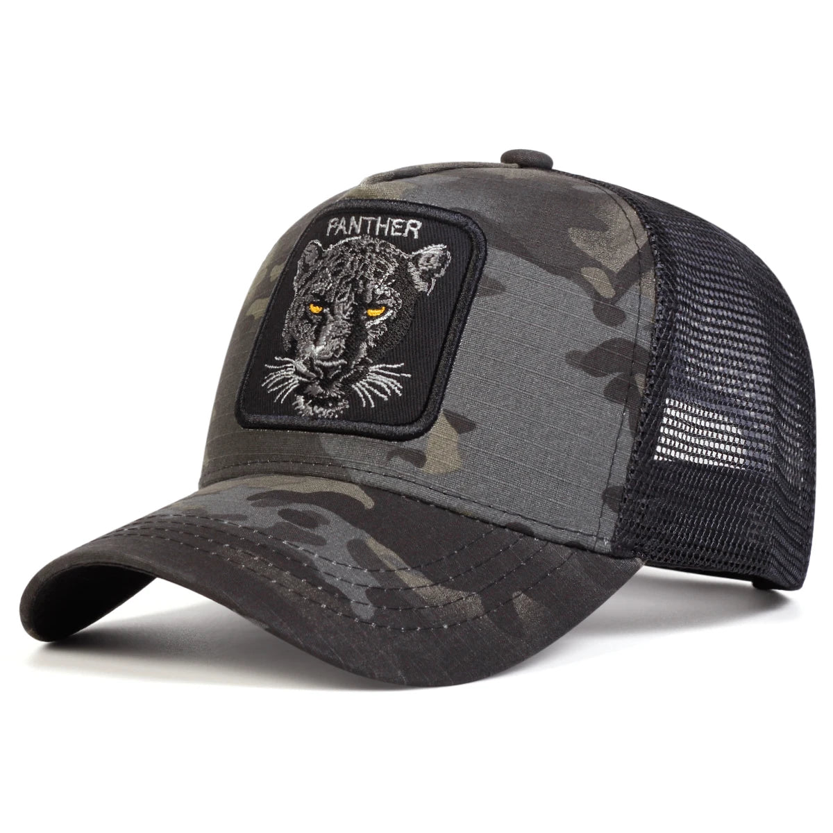 Unisex Panther Embroidery Baseball Net Caps Spring Summer Outdoor Adjustable Casual Hats Sunscreen