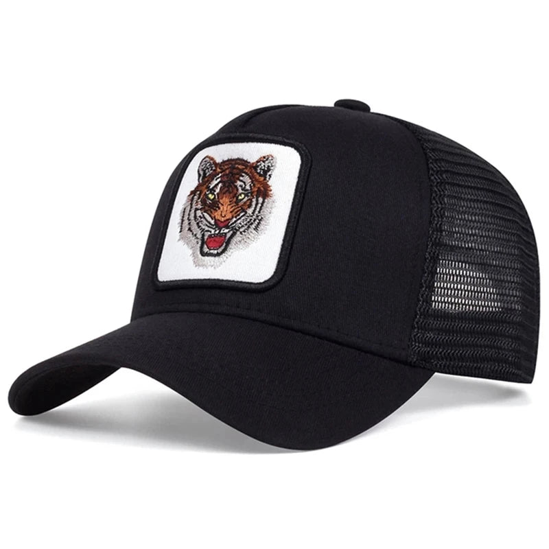 Unisex Tiger Embroidery Baseball Net Caps Spring Summer Outdoor Adjustable Casual Hats Sunscreen Hat