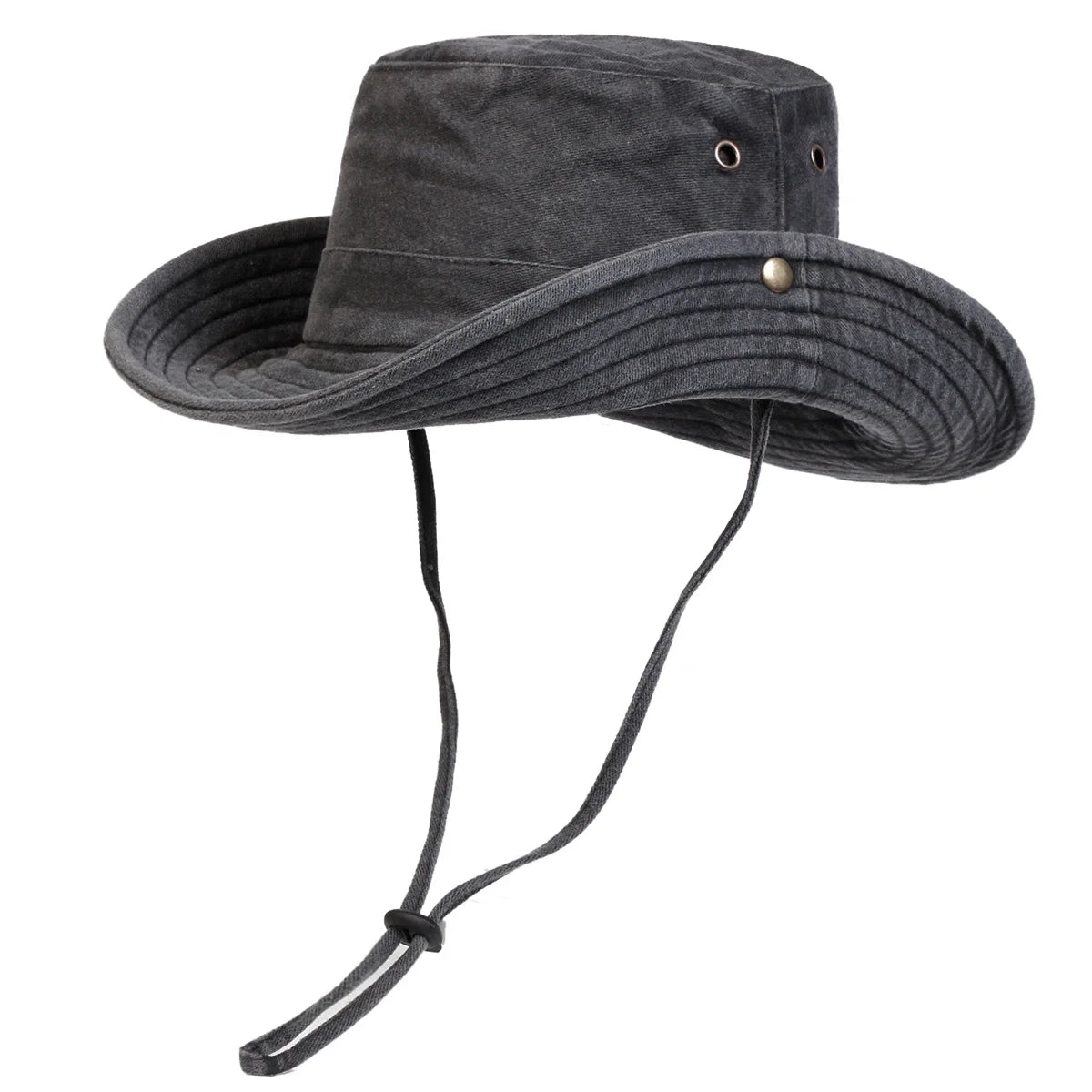 Men Big Eaved Solid Color Washed Bucket Hats Fishermen Caps Outdoor Casual Cap Sunscreen Hat