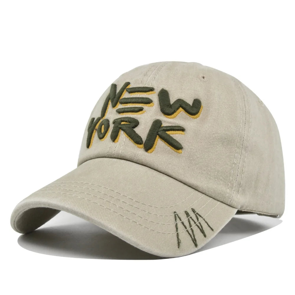 York Baseball Caps Washed Cotton Hat Men Women Gorras Snapback Sun Protection Casquette Dad Outdoors