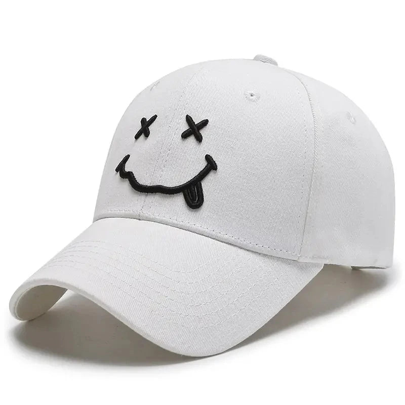 Men Women Smile Face Embroidery Baseball Caps Cotton Adjustable Snapback Hats Hip Hop Trucker Cap