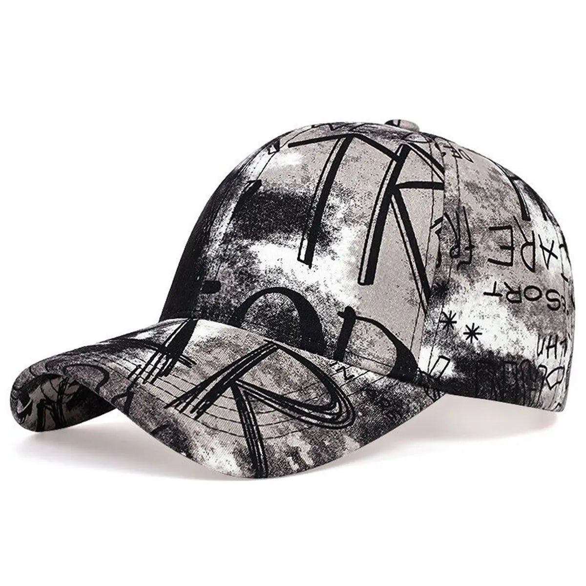 Unisex Letter Graffiti Printing Tie Dye Baseball Caps Spring Autumn Outdoor Adjustable Casual Hats