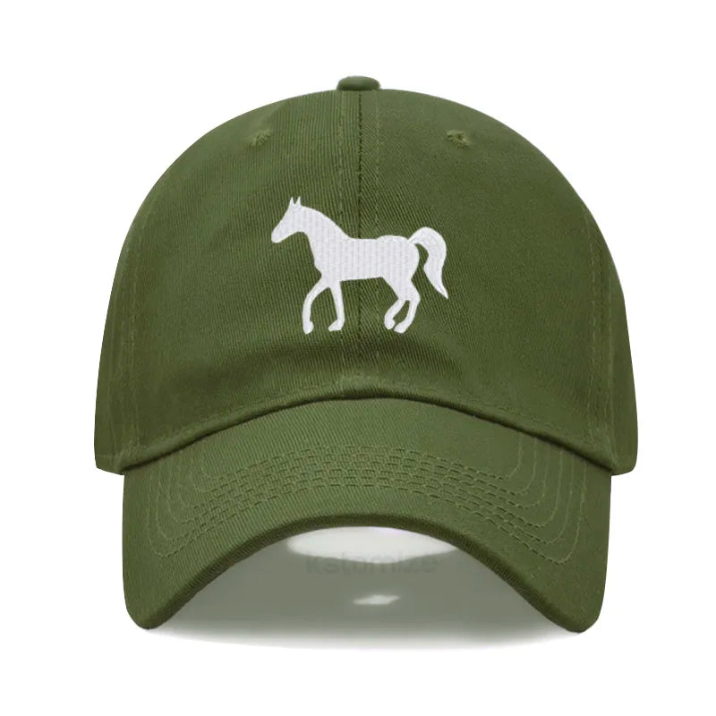 Horse Embroidered Baseball Cap Women Men Adjustable Washed Cotton Dad Hat Unisex Classic Golf Caps