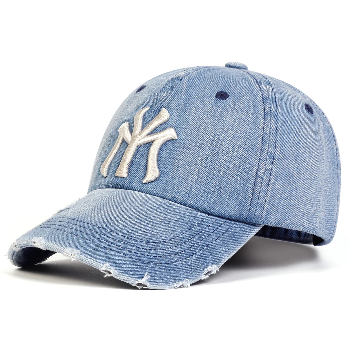 Unisex Letter Embroidery Hole Denim Baseball Caps Spring Autumn Outdoor Adjustable Casual Hats