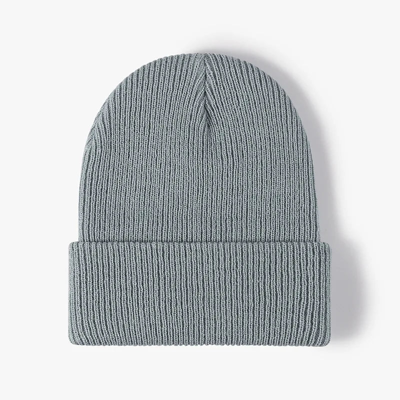 Women Men Autumn Winter Warm Beanie Hat Solid Color Lady Male Stretch Knitted Crochet Beanies Cap
