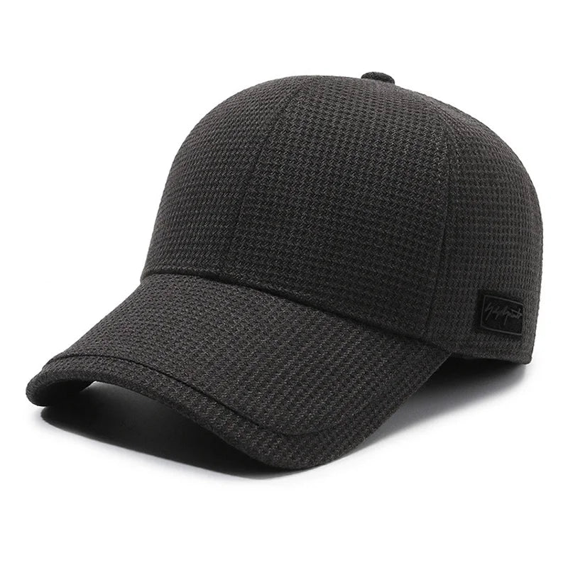 Men'S Winter Baseball Cap with Fleece Lining Thickened Windproof Ear Flap for Outdoor Activities Hand Washable Warm