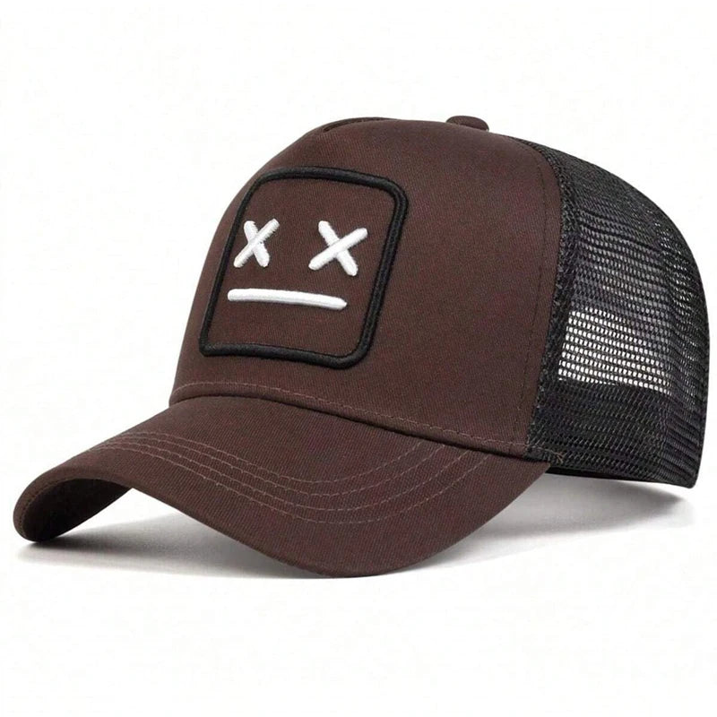 Unisex Xx Crying Face Embroidery Baseball Net Caps Hip Hop Cap Spring Summer Outdoor Adjustable