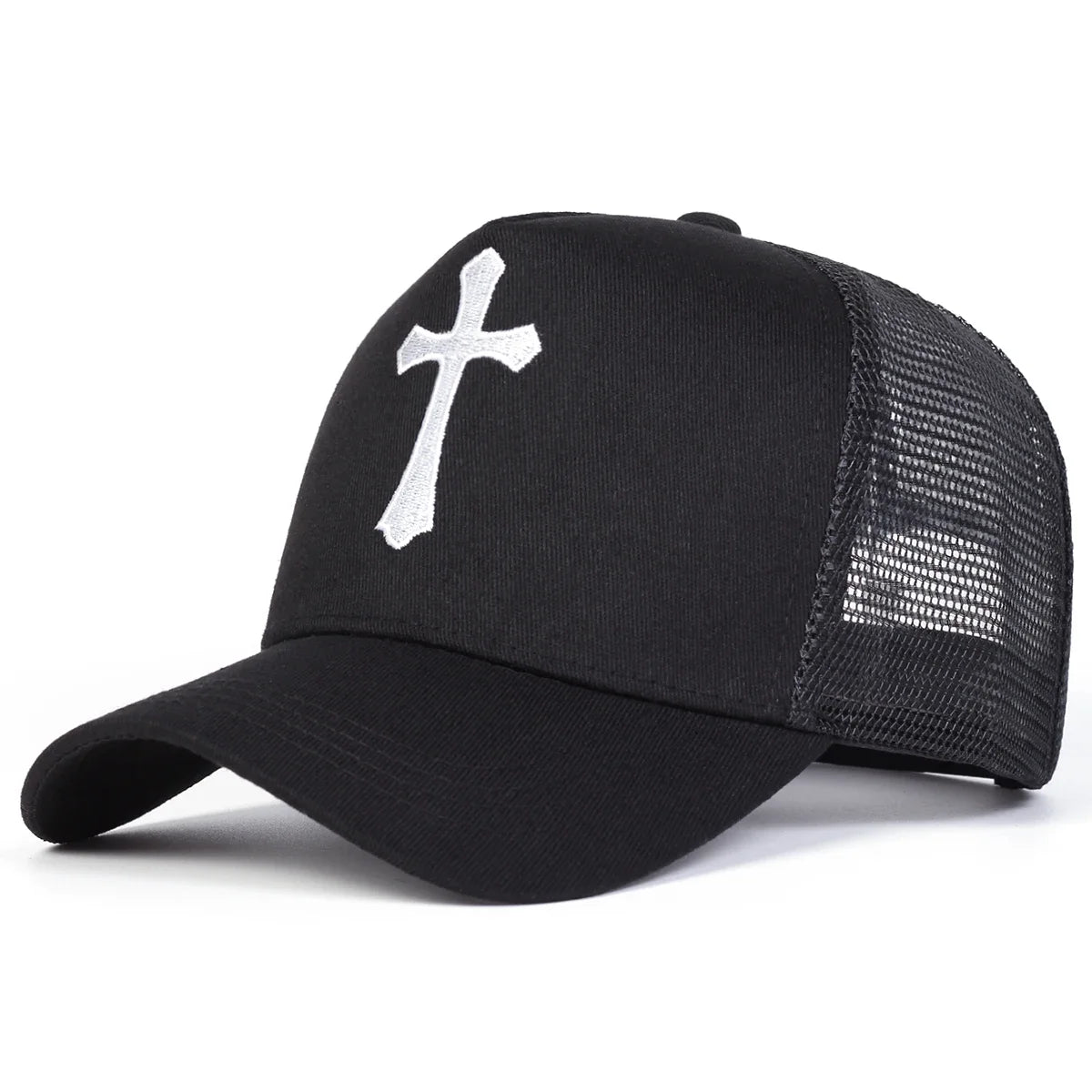 Unisex Cross Embroidery Baseball Net Caps Adjustable Casual Hats Spring Summer Outdoor Sunscreen Hat