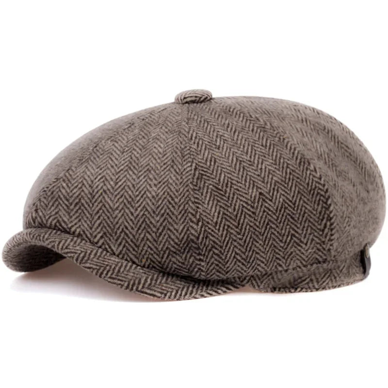 Retro British Style Newsboy Cap Men Vintage Luxury Unisex Octagonal Flat Capcotton Ascot Caps Khaki