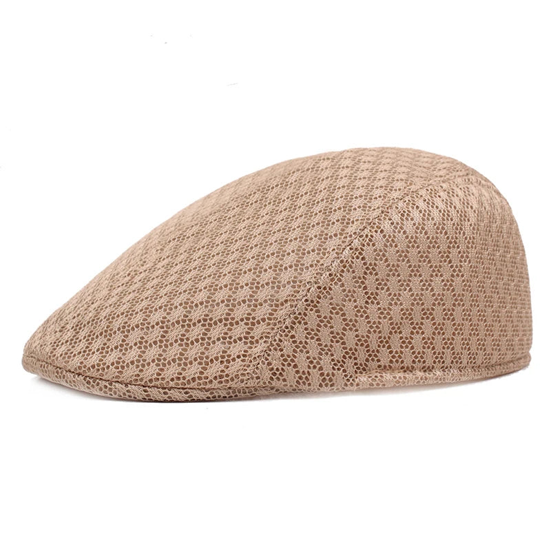 Summer Casual Beret Hat Unisex Mesh Flat Caps Newsboy Style Adjustablr Breathable Women Men