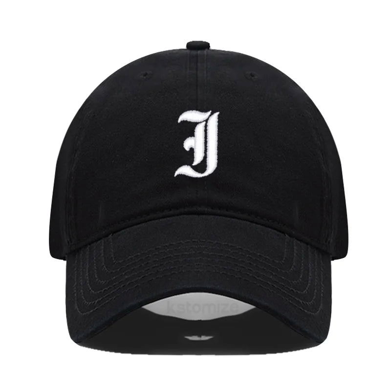 Old English Letter A-Z Embroider Baseball Cap Men Womne Soft Cotton Team Sport Visors Snapback Caps
