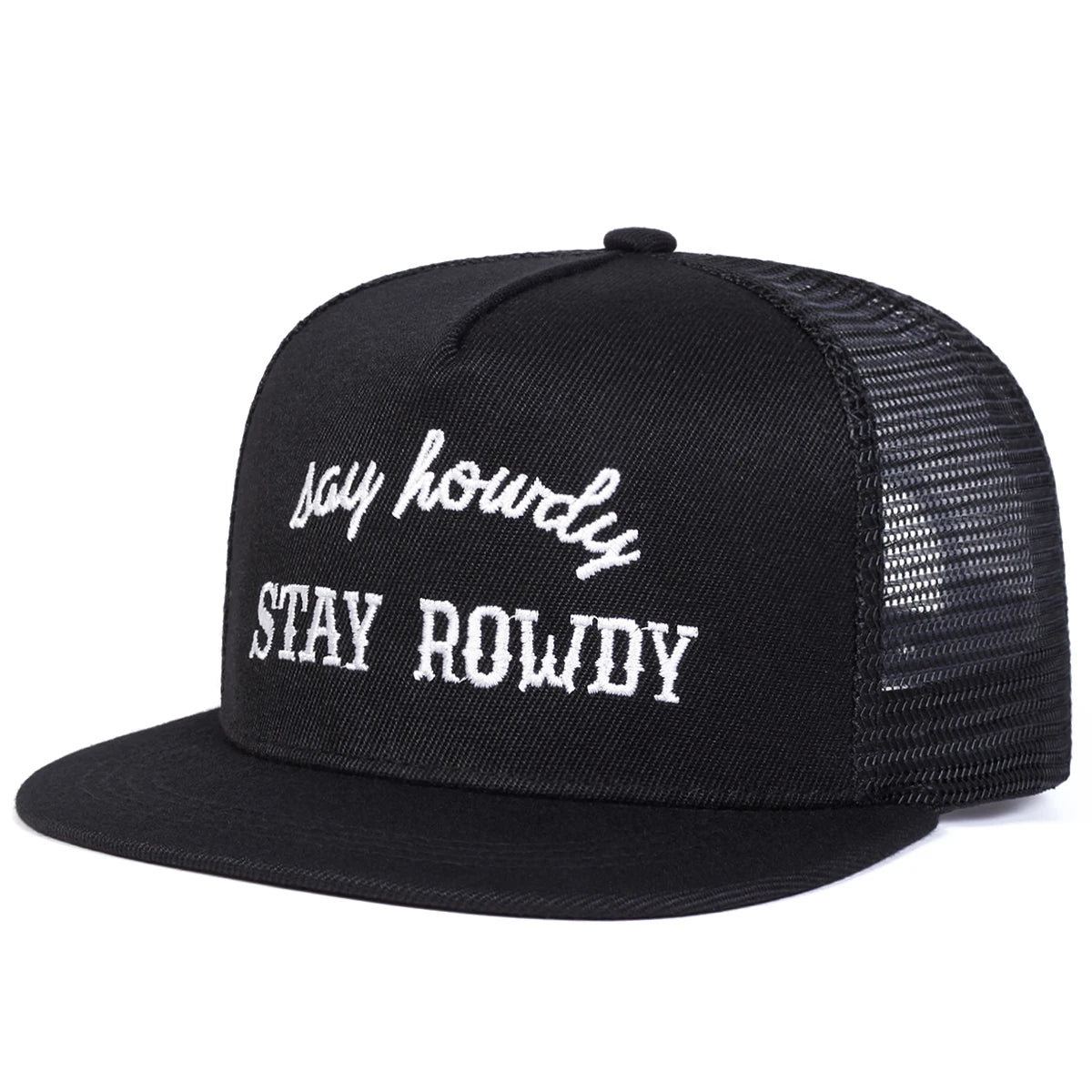 Unisex Stay Rowdy Embroidery Hip-Hop Net Hats Spring Summer Outdoor Adjustable Casual Baseball Caps