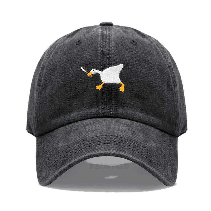 Unisex Dad Hat Embroidered Goose Pattern Fashionable Style Duckbill Cap Men Women