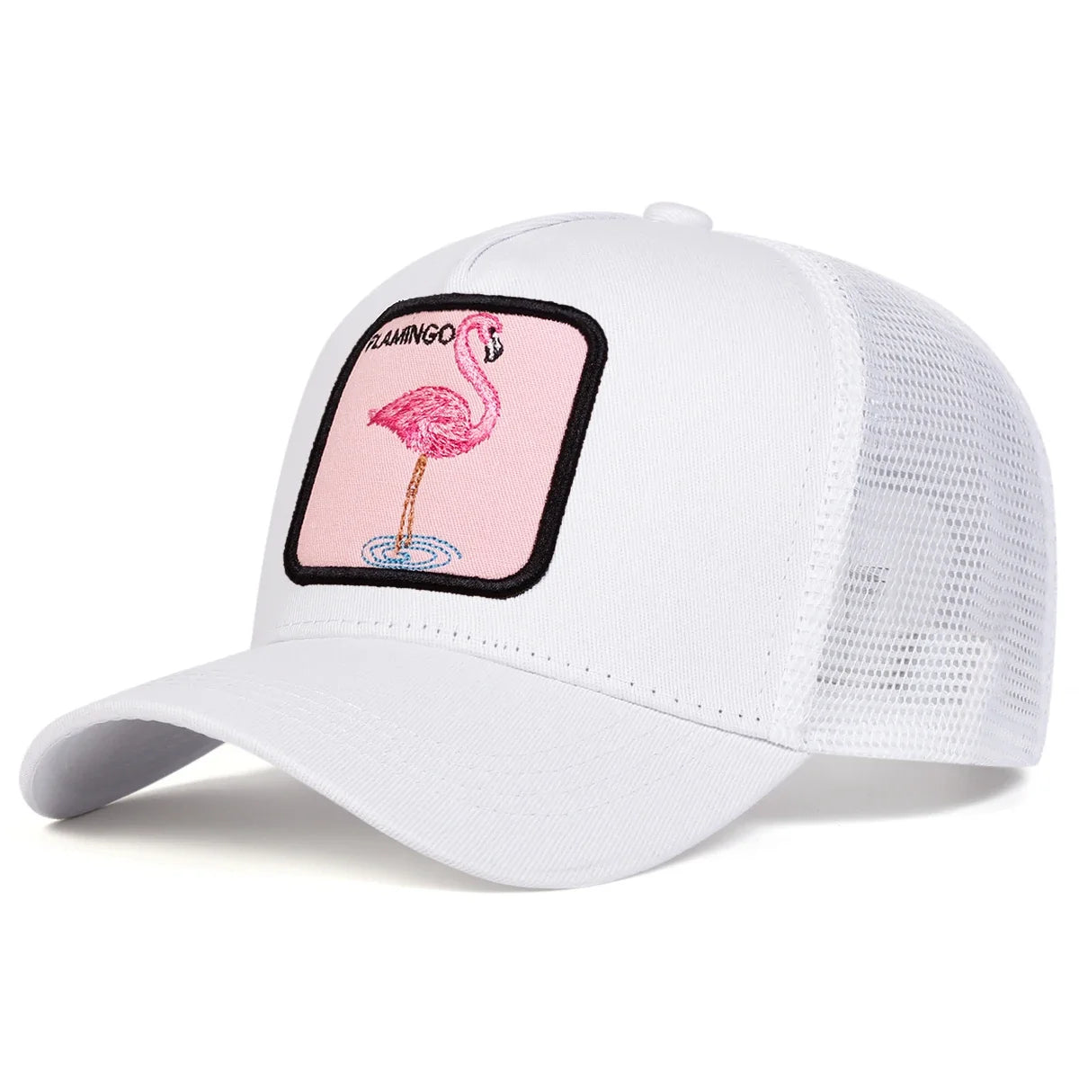 Unisex Flamingo Patch Embroidery Baseball Net Caps Spring Summer Outdoor Adjustable Casual Hats Hip