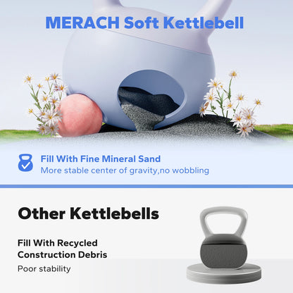 Soft Kettlebell Non-Slip Wide-Grip Handle Cushioned Horizontal Base Filled with Fine Mineral Sand Premium Kettle Bell