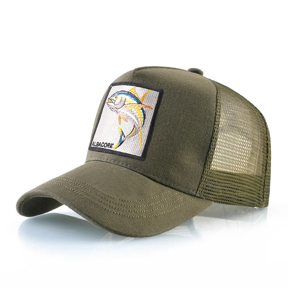 Breathable Mesh Baseball Cap Women Fashion Trucker Caps With Albacore Patch Men's Hip Hop Baseball Hat Snapback Bone Casquette