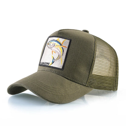 Breathable Mesh Baseball Cap Women Fashion Trucker Caps With Albacore Patch Men's Hip Hop Baseball Hat Snapback Bone Casquette