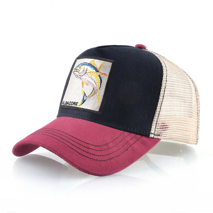 Breathable Mesh Baseball Cap Women Fashion Trucker Caps With Albacore Patch Men's Hip Hop Baseball Hat Snapback Bone Casquette