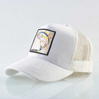 Breathable Mesh Baseball Cap Women Fashion Trucker Caps With Albacore Patch Men's Hip Hop Baseball Hat Snapback Bone Casquette