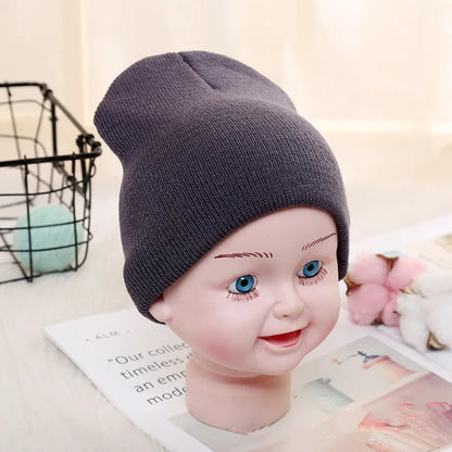 Kids Baby Solid Color Warm Soft Beanies Cap Hat Spring Autumn Winter Newborn Toddler Infant Knitted