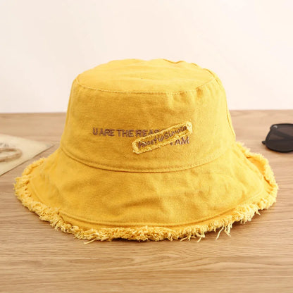 Women Cotton Bucket Hats Female Summer Autumn Sunscreen Fisherman Cap Outdoor Beach Sun Hat