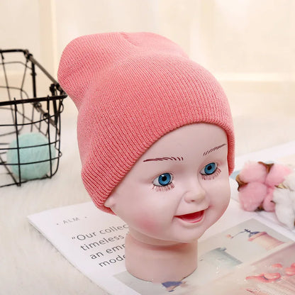 Kids Baby Solid Color Warm Soft Beanies Cap Hat Spring Autumn Winter Newborn Toddler Infant Knitted