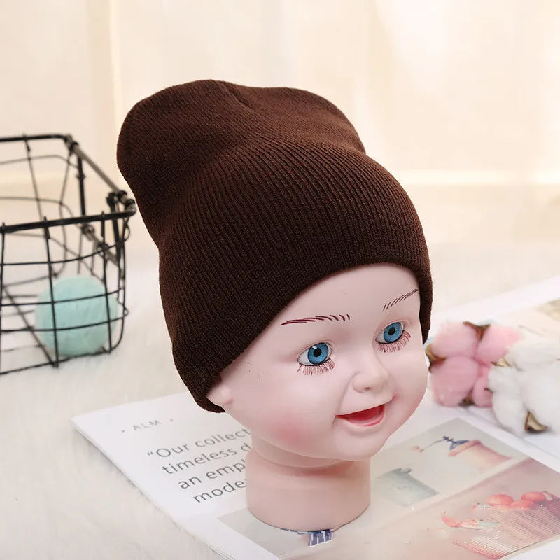 Kids Baby Solid Color Warm Soft Beanies Cap Hat Spring Autumn Winter Newborn Toddler Infant Knitted