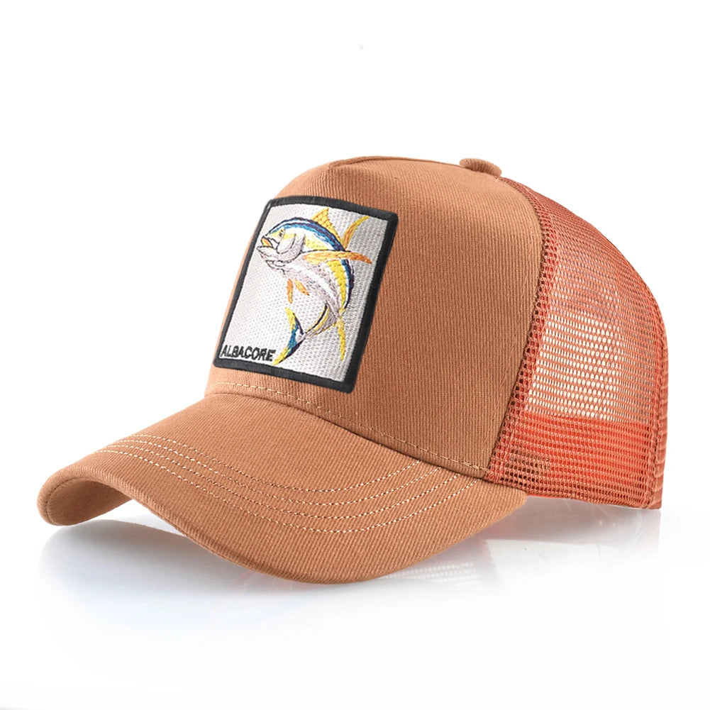 Breathable Mesh Baseball Cap Women Fashion Trucker Caps With Albacore Patch Men's Hip Hop Baseball Hat Snapback Bone Casquette