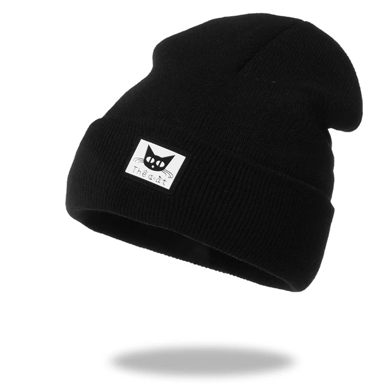 Women Men Knitted Beanie Hat Cap Autumn Winter Male Lady Casual Embroidered Boy Girl