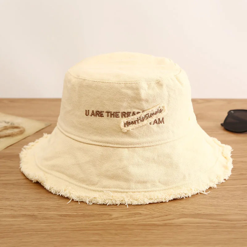 Women Cotton Bucket Hats Female Summer Autumn Sunscreen Fisherman Cap Outdoor Beach Sun Hat