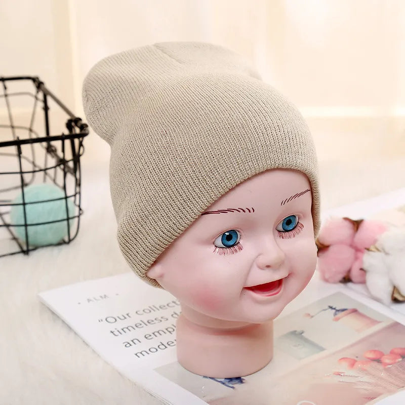 Kids Baby Solid Color Warm Soft Beanies Cap Hat Spring Autumn Winter Newborn Toddler Infant Knitted