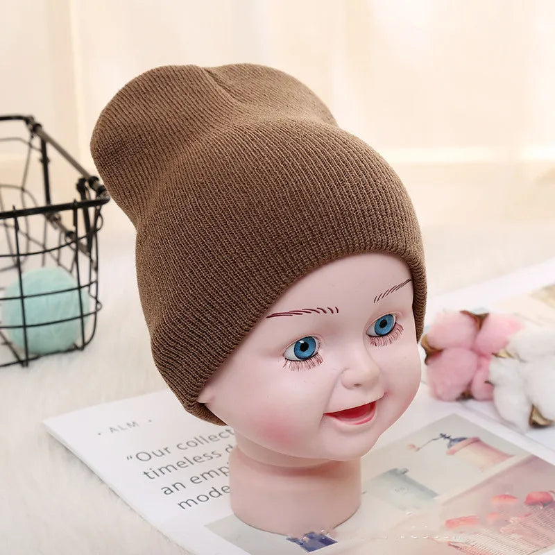 Kids Baby Solid Color Warm Soft Beanies Cap Hat Spring Autumn Winter Newborn Toddler Infant Knitted