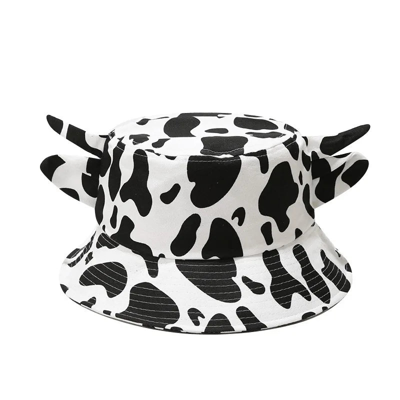 2022 Cotton Cartoon Cow Print Bucket Hat Fisherman Hat Outdoor Travel Sun Cap Hats for Men and Women 114