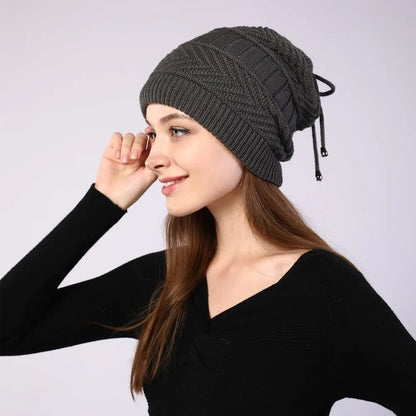 Women Stretchy Knitted Skullies Beanies Hat Solid Snood Scarf Warm Beanie Womem Autumn Winter Female