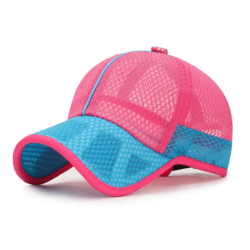 Summer Children Kids Cute Baseball Cap Solid Breathable Snapback Hat Outdoor Cool Mesh Boy Girl Sun
