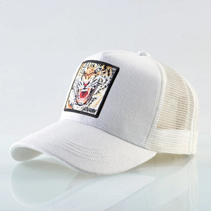 Mesh Baseball Cap Summer Snapback Hat Men Solid Color Cotton Hip Hop Trucker Caps Women Breathable Visor Cap With Tiger Patch