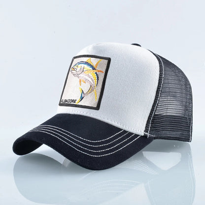 Breathable Mesh Baseball Cap Women Fashion Trucker Caps With Albacore Patch Men's Hip Hop Baseball Hat Snapback Bone Casquette