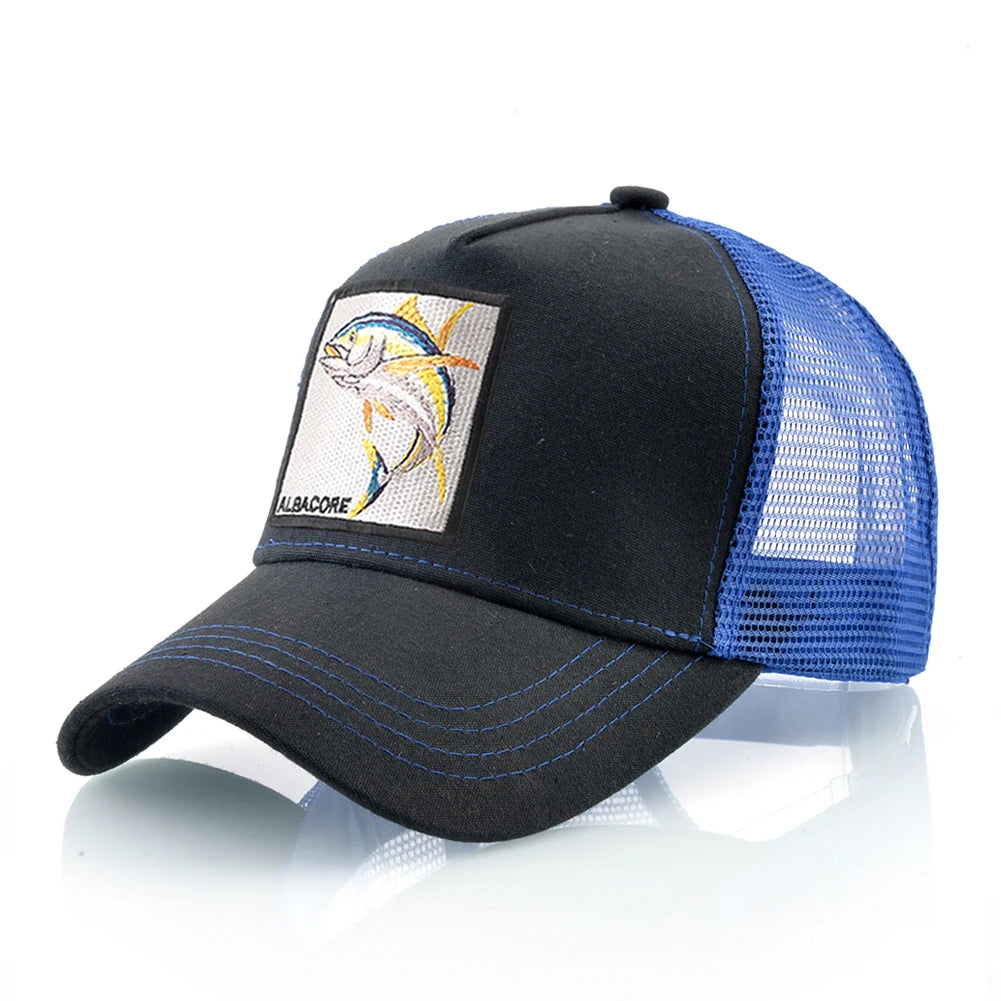 Breathable Mesh Baseball Cap Women Fashion Trucker Caps With Albacore Patch Men's Hip Hop Baseball Hat Snapback Bone Casquette