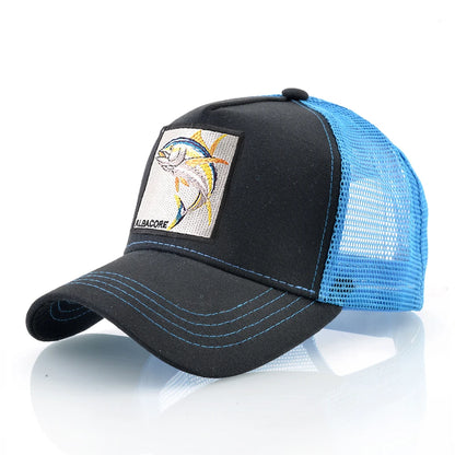 Breathable Mesh Baseball Cap Women Fashion Trucker Caps With Albacore Patch Men's Hip Hop Baseball Hat Snapback Bone Casquette